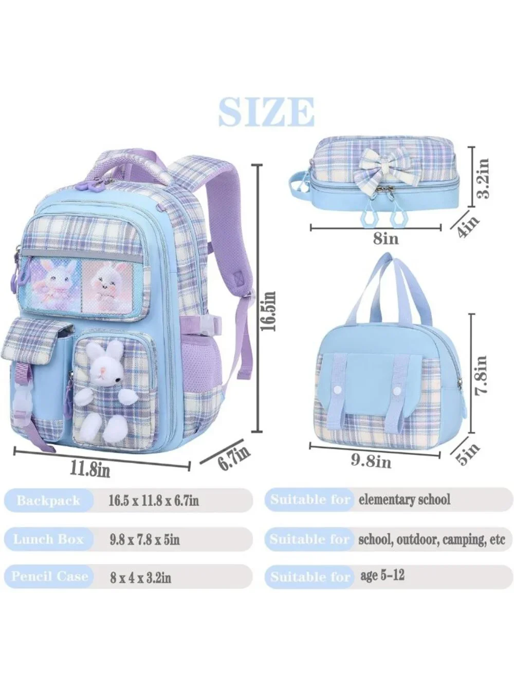 Kawaii Girls School Backpack Set for Kids - Cute Elementary Backpack & Supplies